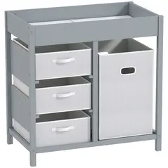 AIYAPLAY Baby Changing Unit with 4 Storage Drawers, Mat for Bedroom Nursery, 84 x 84.5 cm, Grey - 1