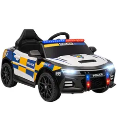 AIYAPLAY Kids Electric Ride on Police Car with Remote Control, Music, Horn, Siren Flashing Lights for 3-5 Years Old, Multicolour - 1