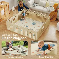 AIYAPLAY Baby Play Mat, Double Sideded Foldable Kids Crawling Mat, Reversible & Waterproof, Astronaut and Planet - 8