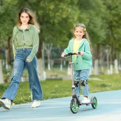 AIYAPLAY Foldable Kids Scooter with Adjustable Handlebar, 200mm Big Wheel, Rear Fender Brake, for Ages 6-12 Years, Green - 2