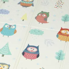 AIYAPLAY Foldable Baby Plat Mat Double Sided, Kids Floor Mat for Crawling, 200L x 150W cm, Car track and Owl Theme - 8
