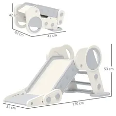 AIYAPLAY Foldable Kids Slide, Freestanding Baby Slide, for Ages 1.5-3 Years, Grey & Beige - 3