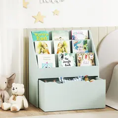AIYAPLAY Bookcase for Kids with Shelves, Drawer, Bookcase for Bedroom, Playroom, Green - 9