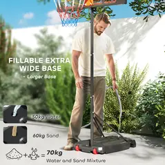 AIYAPLAY Basketball Hoop Outdoor Indoor, 210-260cm Height Adjustable Basketball Hoop with Wheels, Larger Base, for 6+ Years, Red - 5