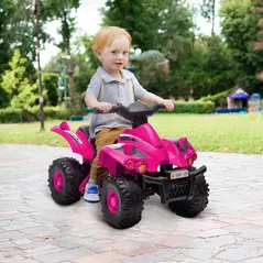 AIYAPLAY 6V Kids Electric Quad Bike w/ Music, Forward Function, for 2-6 Years, Pink - 2