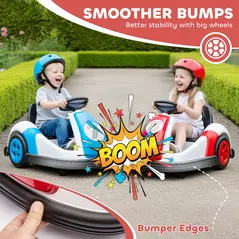 AIYAPLAY Kids Bumper Car with 360-Degree Rotation, 6V Electric Ride On Car with Music and Horn for 3-8 Years Old, Red - 6