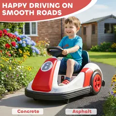 AIYAPLAY Kids Bumper Car with 360-Degree Rotation, 6V Electric Ride On Car with Music and Horn for 3-8 Years Old, Red - 8
