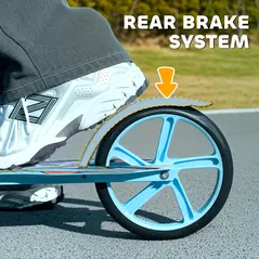 AIYAPLAY Foldable Kids Scooter with Adjustable Handlebar, 200mm Big Wheel, Rear Fender Brake, for Ages 6-12 Years, Blue - 6