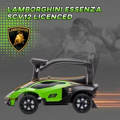 AIYAPLAY Kids 2-In-1 Lamborghini Ride-On and Stroller, with Horn - Green - 4
