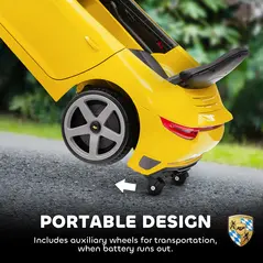 AIYAPLAY Kids Electric Car, 12V Licensed RUF GT Ride on Car with Suspension, Remote Control, Music for 3-5 Years Yellow - 9