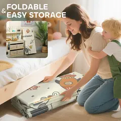 AIYAPLAY Baby Play Mat, Double Sideded Foldable Kids Crawling Mat, Reversible & Waterproof, Astronaut and Planet - 7