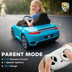 AIYAPLAY Kids Electric Car, 12V Licensed RUF GT Ride on Car with Suspension, Remote Control, Music, for 3-5 Years, Blue - 5