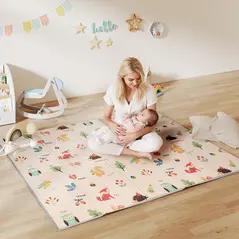 AIYAPLAY Foldable Baby Play Mat Double-Sided, Reversible Foam Soft Crawling Mat for Toddlers, for Bedroom, Nursery and Playroom - 2