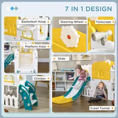 AIYAPLAY 7-in-1 Toddler Slide for Ages 1-3 Years with Basketball Hoop - 4