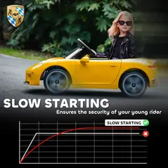 AIYAPLAY Kids Electric Car, 12V Licensed RUF GT Ride on Car with Suspension, Remote Control, Music for 3-5 Years Yellow - 6