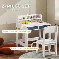 AIYAPLAY Art Table and Chair Set for children, Kids Art Desk and Chair Set with Storage Shelf and Drawers - 6