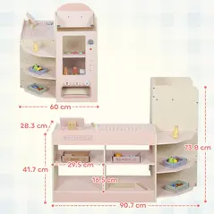 AIYAPLAY Kids Grocery Store, Children Supermarket Playset with Cash Register, Vending Machine, Display Shelves - 3