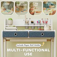 AIYAPLAY Art Table and Chair Set for children, Kids Art Desk and Chair Set with Storage Shelf and Drawers - 4