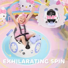 AIYAPLAY Hello Kitty Kids Ride on Bumper Car with Remote Control, Two Joysticks, Music, Lights, Safety Belt, White - 6