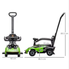 AIYAPLAY Kids 2-In-1 Lamborghini Ride-On and Stroller, with Horn - Green - 3
