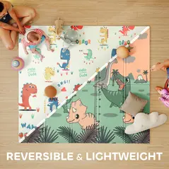 AIYAPLAY Baby Play Mat, Double Sideded Foldable Kids Crawling Mat, Reversible & Waterproof, Dinosaur - 4