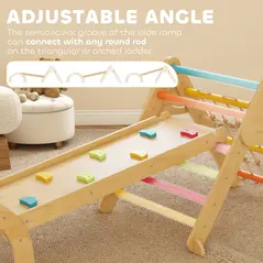 AIYAPLAY 8-in-1 Toddler Climbing Frame, Indoor Play Triangle Set with Slide, Arch and Triangle Ladder, Multicolour - 6