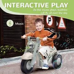 AIYAPLAY Foot To Floor Sliding Kids Ride On Car with Music, Bubble, for Toddler from 2 to 5 Years Old - Cream White - 4