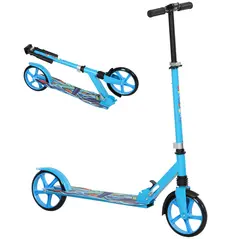 AIYAPLAY Foldable Kids Scooter with Adjustable Handlebar, 200mm Big Wheel, Rear Fender Brake, for Ages 6-12 Years, Blue - 1