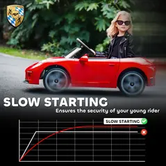 AIYAPLAY Kids Electric Car, 12V Licensed RUF GT Ride on Car with Suspension, Remote Control, Music, for 3-5 Years, Red - 6