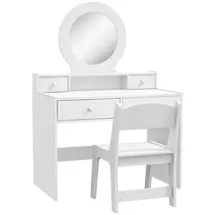 AIYAPLAY Kids Dressing Table Set Kids Make up Table with Stool and Mirror, Storage Drawers, Gift for Aged 3-8 - 1