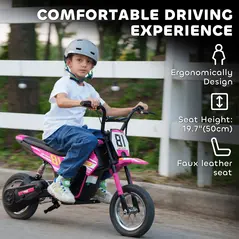 AIYAPLAY Kids Electric Motorbike, 24V Ride On Motorcycle with 3 Speeds and Rear Suspension, Dirt Bike for 8-12 Years Old, Pink - 7