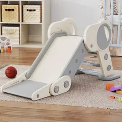 AIYAPLAY Foldable Kids Slide, Freestanding Baby Slide, for Ages 1.5-3 Years, Grey & Beige - 8