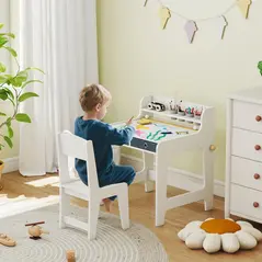 AIYAPLAY Art Table and Chair Set for children, Kids Art Desk and Chair Set with Storage Shelf and Drawers - 2