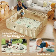 AIYAPLAY Baby Play Mat, Double Sideded Foldable Kids Crawling Mat, Reversible & Waterproof, Animal - 8