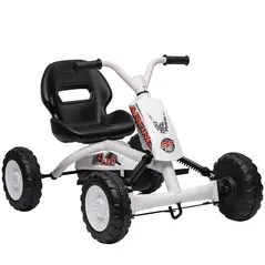 AIYAPLAY Kids Pedal Go Kart with Steel Frame, Sporty Design, for Ages 2-5 Years, White - 1