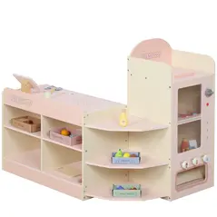 AIYAPLAY Kids Grocery Store, Children Supermarket Playset with Cash Register, Vending Machine, Display Shelves - 1