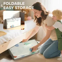 AIYAPLAY Foldable Baby Plat Mat Double Sided, Kids Floor Mat for Crawling, 200L x 150W cm, Car track and Owl Theme - 6