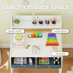 AIYAPLAY Art Table and Chair Set for children, Kids Art Desk and Chair Set with Storage Shelf and Drawers - 5