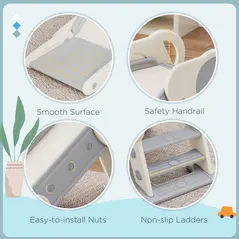 AIYAPLAY Foldable Kids Slide, Freestanding Baby Slide, for Ages 1.5-3 Years, Grey & Beige - 7