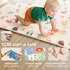 AIYAPLAY Foldable Baby Play Mat Double-Sided, Reversible Foam Soft Crawling Mat for Toddlers, for Bedroom, Nursery and Playroom - 6