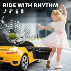 AIYAPLAY Kids Electric Car, 12V Licensed RUF GT Ride on Car with Suspension, Remote Control, Music for 3-5 Years Yellow - 7