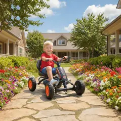 AIYAPLAY Kids Pedal Go Kart with Steel Frame, Sporty Design, for Ages 2-5 Years, Black - 2