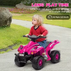 AIYAPLAY 6V Kids Electric Quad Bike w/ Music, Forward Function, for 2-6 Years, Pink - 5