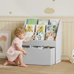 AIYAPLAY Bookcase for Kids with Shelves, Drawer, Bookcase for Bedroom, Playroom, Grey - 2