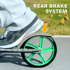 AIYAPLAY Foldable Kids Scooter with Adjustable Handlebar, 200mm Big Wheel, Rear Fender Brake, for Ages 6-12 Years, Green - 6