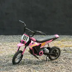 AIYAPLAY Kids Electric Motorbike, 24V Ride On Motorcycle with 3 Speeds and Rear Suspension, Dirt Bike for 8-12 Years Old, Pink - 9