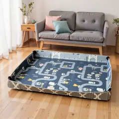 AIYAPLAY Foldable Baby Play Mat, Baby Playpen, Reversible Foam Playmat, Floor Mats for Toddlers, Traffic and Grey Diamond Theme - 9