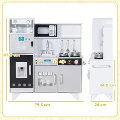 AIYAPLAY Kids Play Kitchen with Sound, Ice/Coffee Maker, Utensils, Microwave, Stainless Steel Utensils, for 3-6 Years - 3