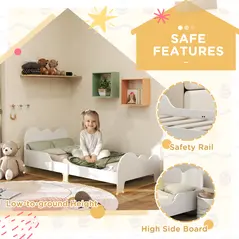 AIYAPLAY Cloud-Themed Toddler Bed Frame with Safety Rails, 143.5 x 74.5 x 56cm - 4