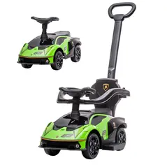 AIYAPLAY Kids 2-In-1 Lamborghini Ride-On and Stroller, with Horn - Green - 1
